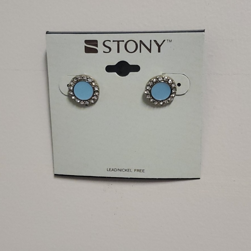 Blue earrings with rhinestones